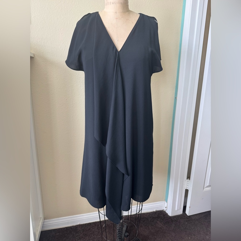 Adrianna Papell Black Asymmetrical Ruffled Cocktail Dress